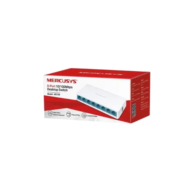 Switch De Mesa Mercusys Ms108 8xportas Fast Ms108 Branco Bivolt